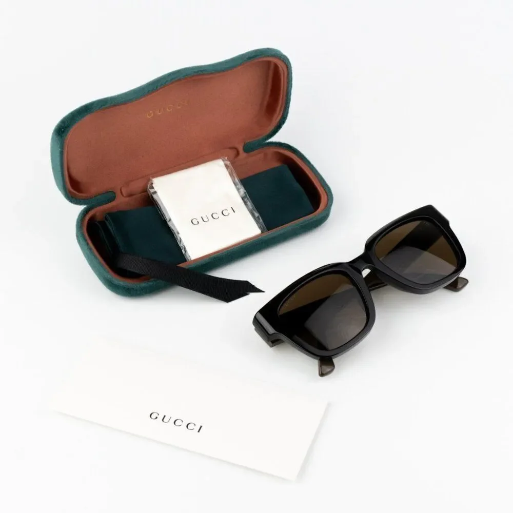 NEW Gucci GG1670SK 004 Black Green Brown Unisex Square Sunglasses GG 1670SK